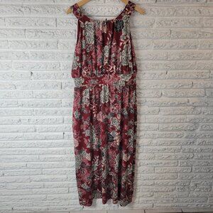 Meri Skye Womens Dress 2X Plus Sleeveless Midi Sheath Burgundy Floral FLO105E